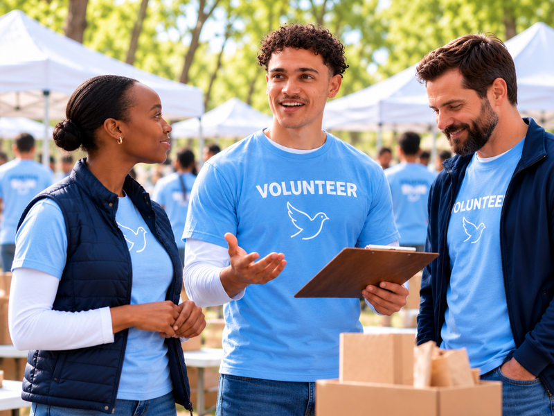 Diverse group of smiling community volunteers